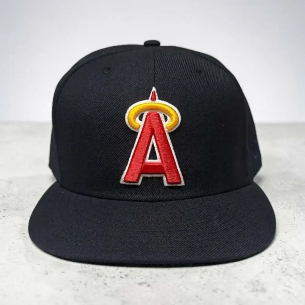New Era Cooperstown Collection California Angels MLB Fitted Hat, Black, Size 8